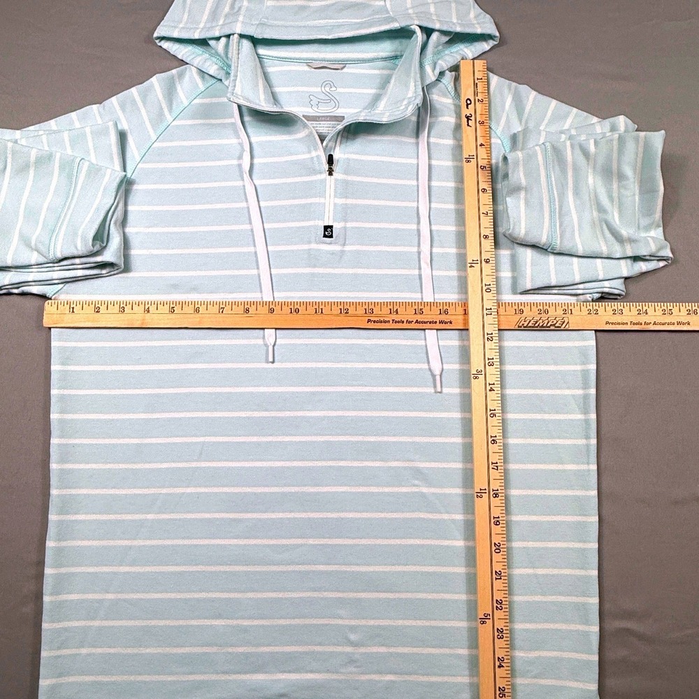 Swannies Mens Large Light Blue White Striped Quarter Zip Golf Hoodie Pullover - Picture 6 of 9